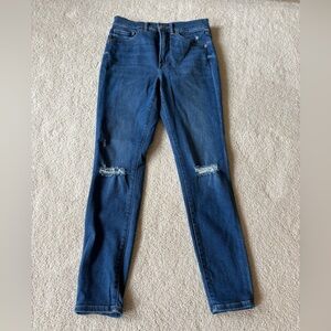 Size 2R Express Skinny High Rise Women's Blue Distressed Jeans